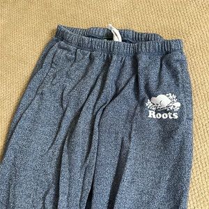 Roots cuff leg blue speckled sweatpants with roots embroidered perfect condition